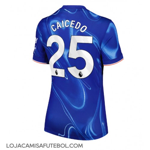 Camisa de Futebol Chelsea Moises Caicedo #25 Equipamento Principal Mulheres 2024-25 Manga Curta